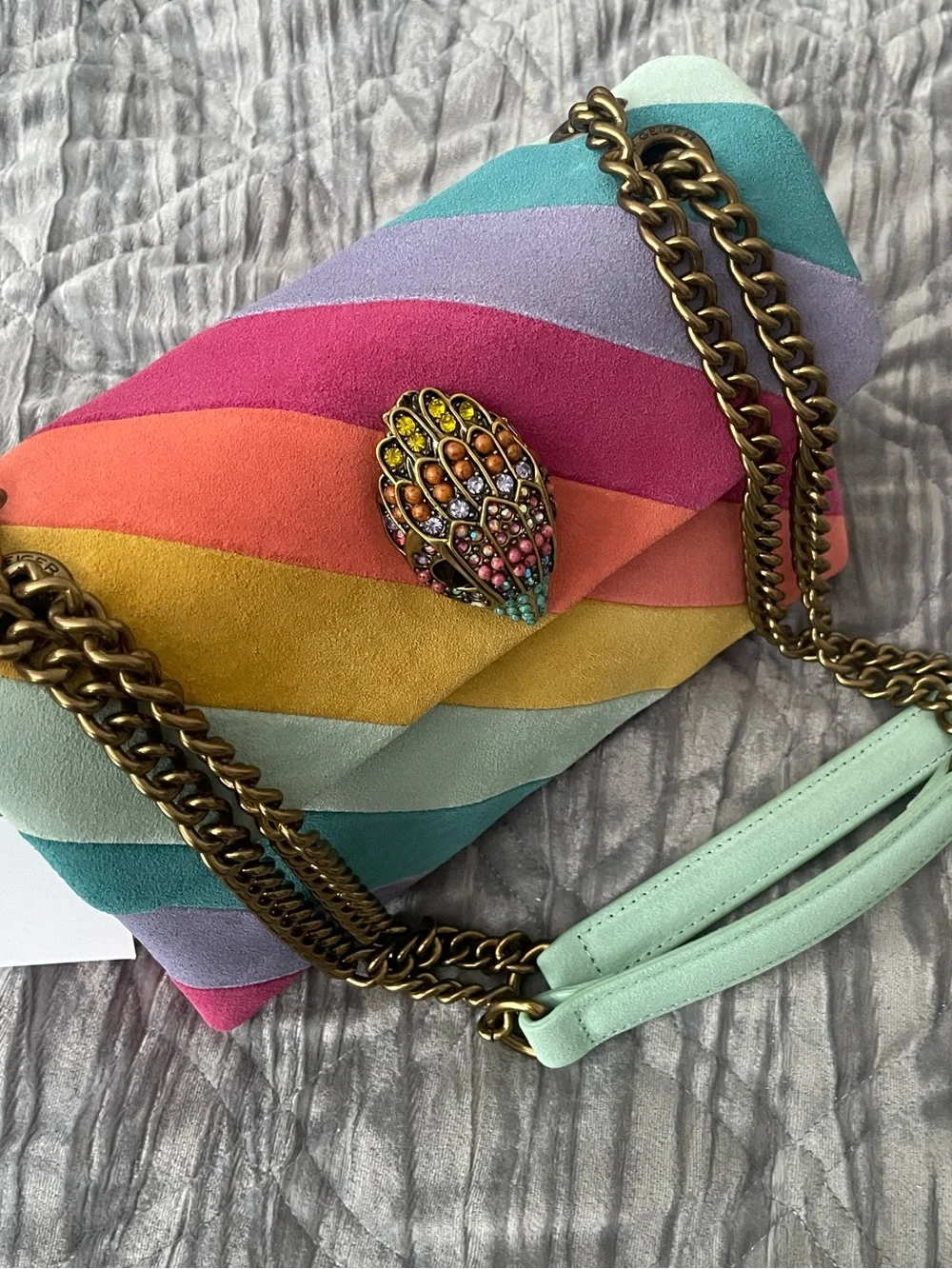 🌈 Kurt Geiger London Kensington Colorblock Suede Bag NWT